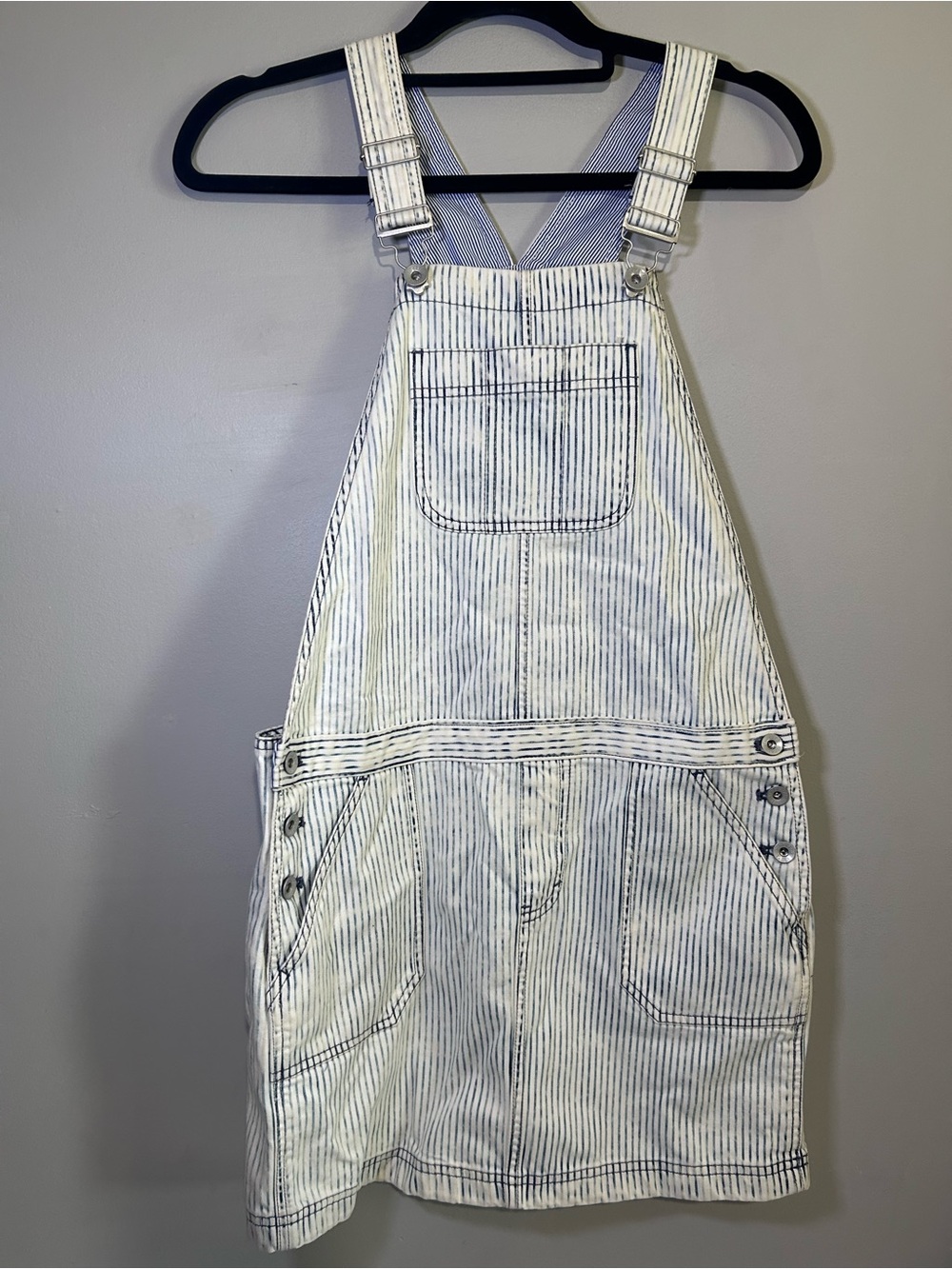 Vineyard Vines Girls Size 16 Railroad Stripe Denim Overall Dress NWT